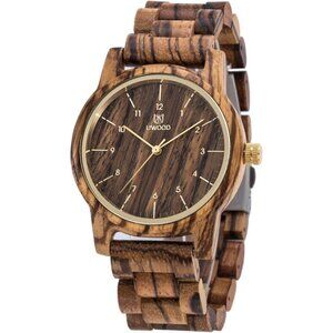 Men's Zebra Uwood Series 40 Mm Foldover Clasp Natural Handmade Wooden Watches
